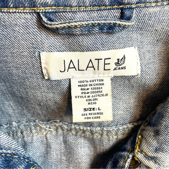 Vintage Y2K Jalate Jeans Acid Wash Denim Jean Button Jacket Size Large - Picture 8 of 13